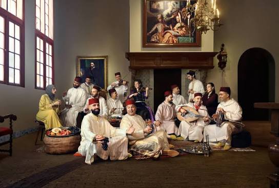An Andalusian classical music orchestra in Morocco performing Al-Ala — the tradition of Moroccan Andalusian music preserved in its classical form by orchestras in Fes, Tetouan, Rabat and Chefchaouen